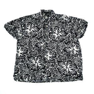 Nautica Black and White Floral Casual Button Down Shirt